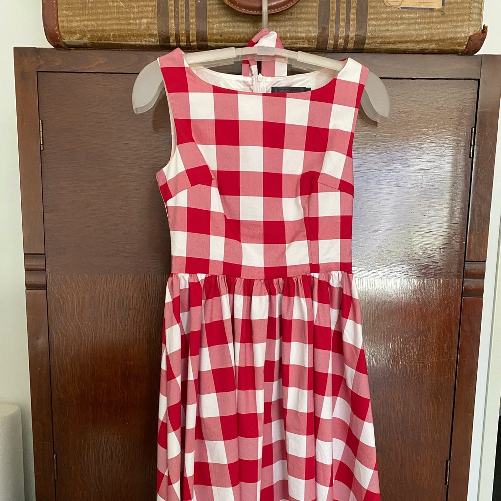 Boflyyang red gingham Audrey Hepburn style dress